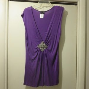 Fleur De Lis by Fleurish Plus Size Purple Top 1X